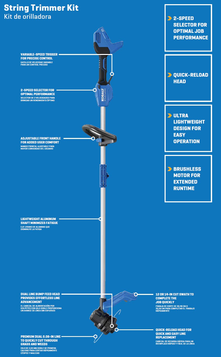 Kobalt 24-volt 14-in Straight Shaft Battery String Trimmer 4.0 Ah (Battery Included) (Charger Included) [FBM-102]