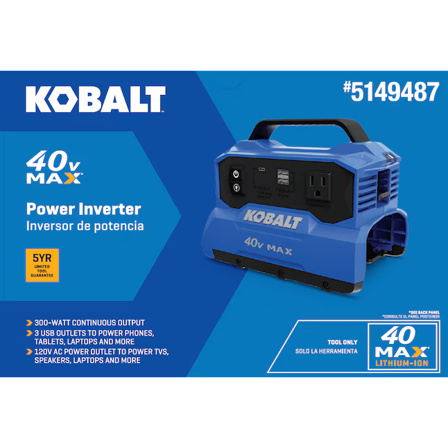 Kobalt Gen4 300-Watts Portable Power Station (Battery and Charger NOT included), KPI 1040-03 #5149487  *HD2507, Retail: $99.98, FINAL PRICE: $54.99 + TAX