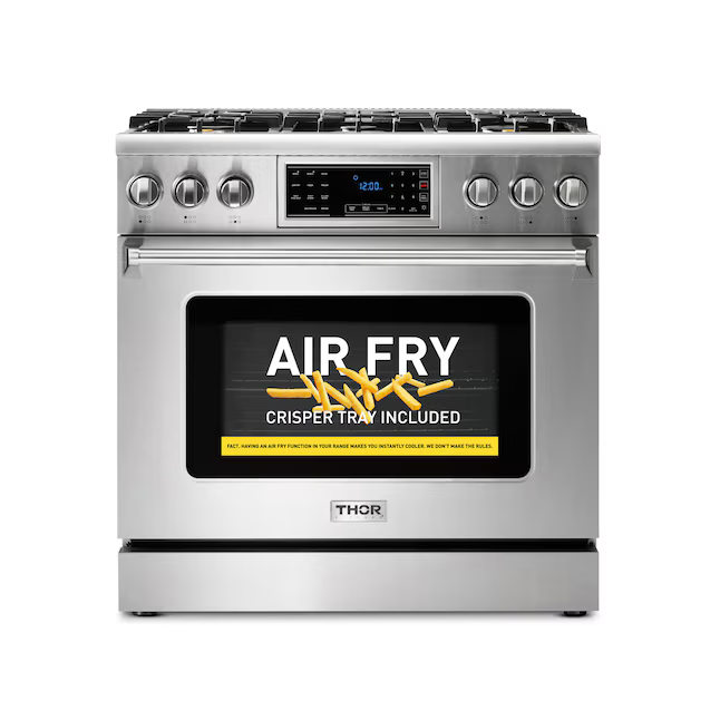 Thor Kitchen 36-in 6 burners 6-cu ft Air Fry Convection Oven Freestanding Natural Gas Range (Stainless Steel), TRG3601 *JR2510, Retail: $4,999.00, FINAL PRICE: $3,199.99 + TAX