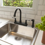 Project Source Laural Matte Black Double Handle Deck-mount Kitchen Faucet (Includes Side Sprayer), RETAIL: $99.00, FINAL PRICE: $54.99 + TAX