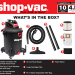 Shop-Vac 10-Gallon 4.5 HP Corded Wet/Dry Shop Vacuum with Accessories Included