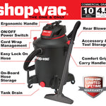 Shop-Vac 10-Gallon 4.5 HP Corded Wet/Dry Shop Vacuum with Accessories Included