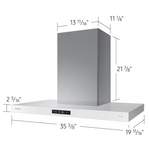 Samsung Bespoke 36-in Convertible 390-CFM White Glass Wall-Mounted Range Hood with Charcoal Filter