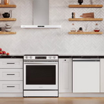 Samsung Bespoke 36-in Convertible 390-CFM White Glass Wall-Mounted Range Hood with Charcoal Filter