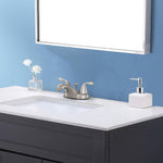 Project Source Webber Nickel 4-in centerset 2-handle WaterSense Low-arc Commercial/Residential Handle Bathroom Sink Faucet with Drain with Deck Plate, 4012460B-L, MSRP: $32.98, FINAL PRICE: $19.99 + TAX