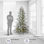 Holiday Living 7.5-ft Flocked Snowy Berkshire Pre-lit Artificial Christmas Tree with White LED Lights