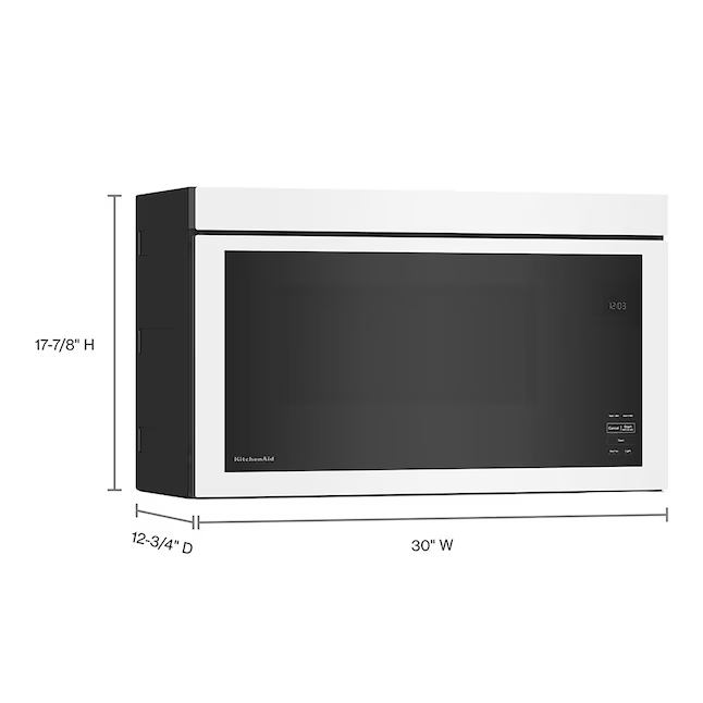KitchenAid Flush 30-in Built-in Design 1.1-cu ft Over-the-Range Microwave with Sensor Cooking (White), KMMF330PWH/00 *HD2509, Retail: $879.00, FINAL PRICE: $629.99 + TAX