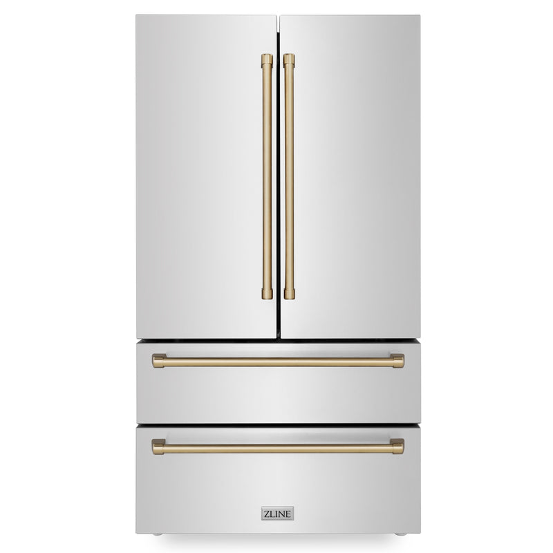 ZLINE KITCHEN & BATH Counter-Depth 22.5-cu ft 4 -Door 36-in Wide with Ice Maker (Fingerprint Resistant Stainless Steel)
