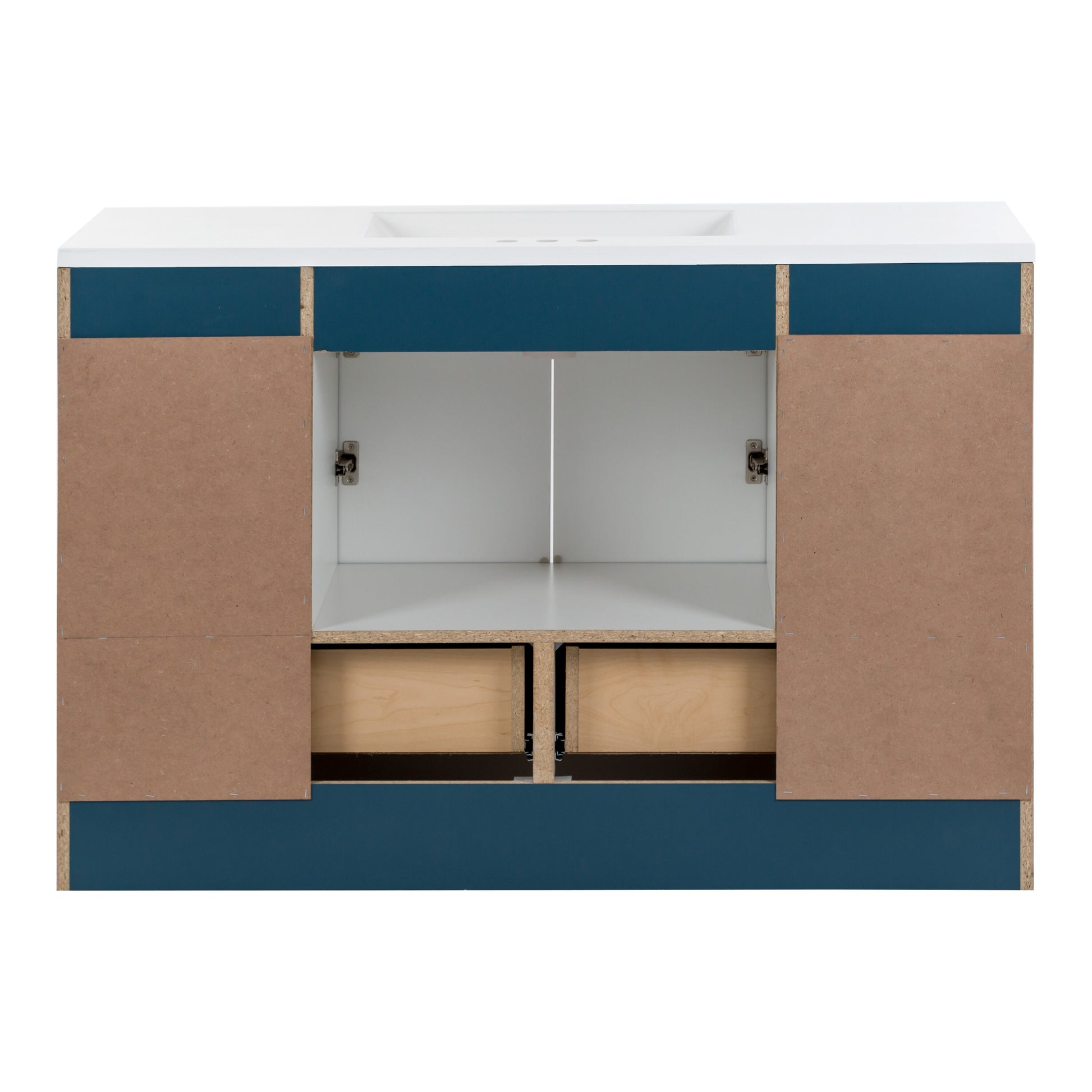 Diamond NOW Cassidy 48-in Admiral Blue Single Sink Bathroom Vanity with White Cultured Marble Top (Fully Assembled) [FBM-337]