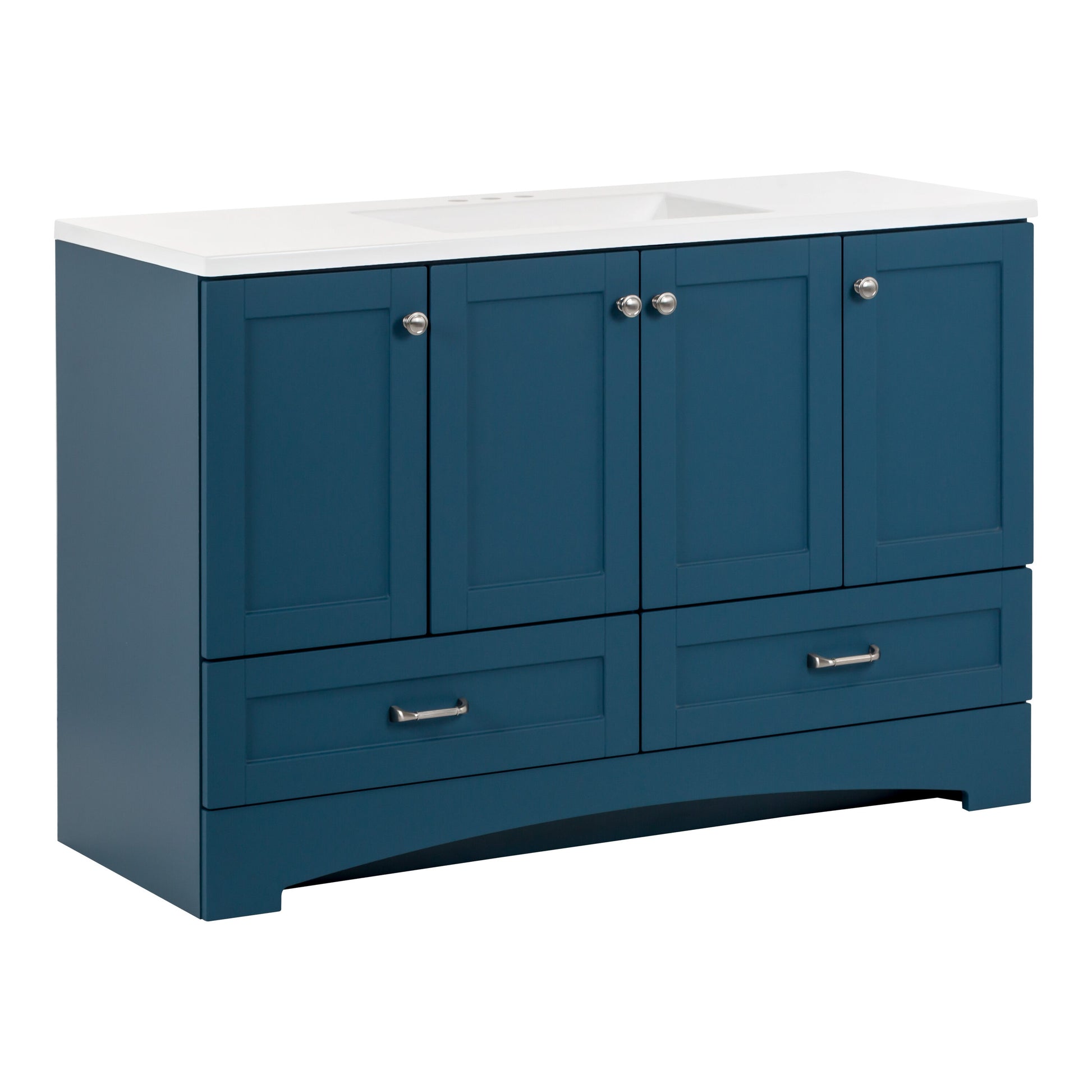 Diamond NOW Cassidy 48-in Admiral Blue Single Sink Bathroom Vanity with White Cultured Marble Top (Fully Assembled) [FBM-337]