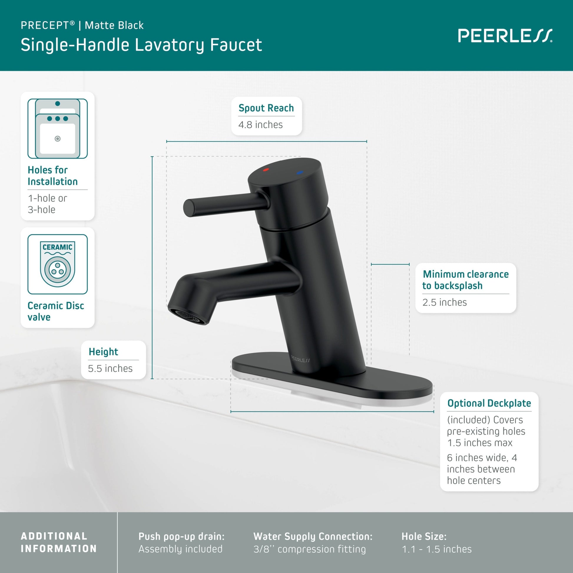 Peerless Precept Single-Handle Bath Faucet in Matte Black, P1547LF-BL, MSRP: $170.91, FINAL PRICE: $69.99 + TAX