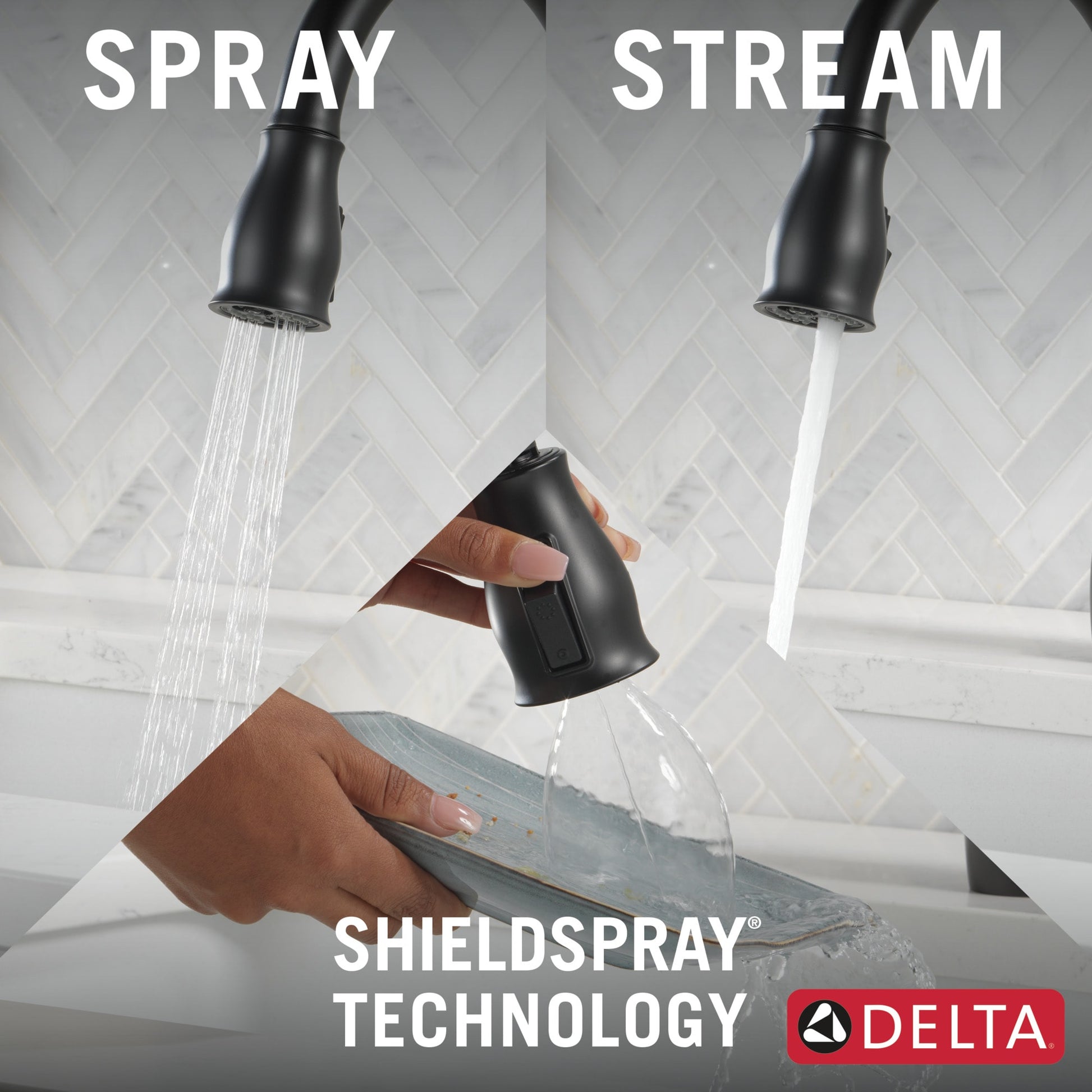 Delta Leland Single Handle Pull-Down Kitchen Faucet with ShieldSpray Technology in Matte Black, 9178-BL-DST, MRSP: $349, FINAL PRICE: $129.99 + TAX