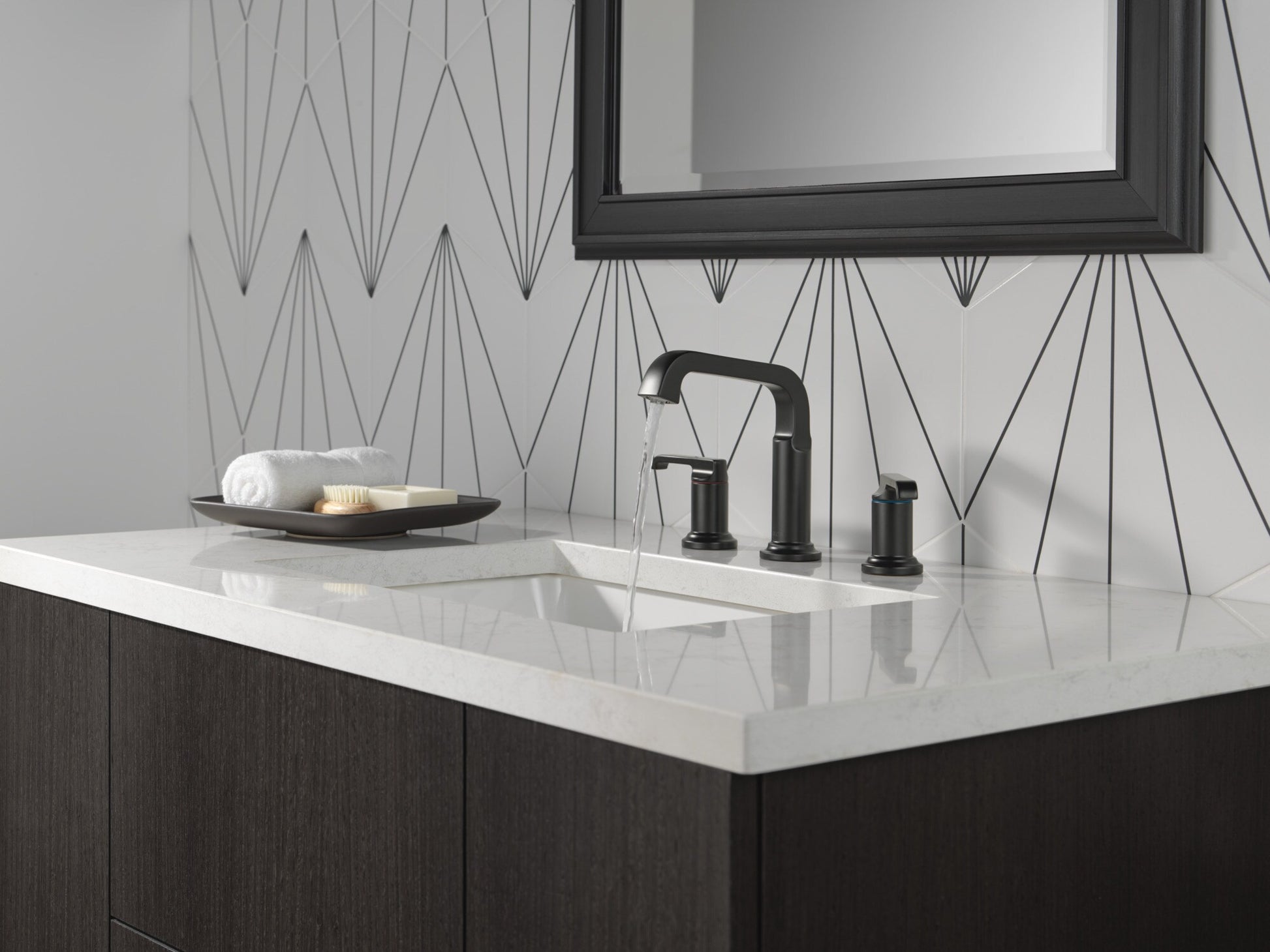 Delta Tetra Two Handle Widespread Bathroom Faucet in Matte Black, 35589-BL-DST, MRSP: $549, FINAL PRICE: $279.99 + TAX