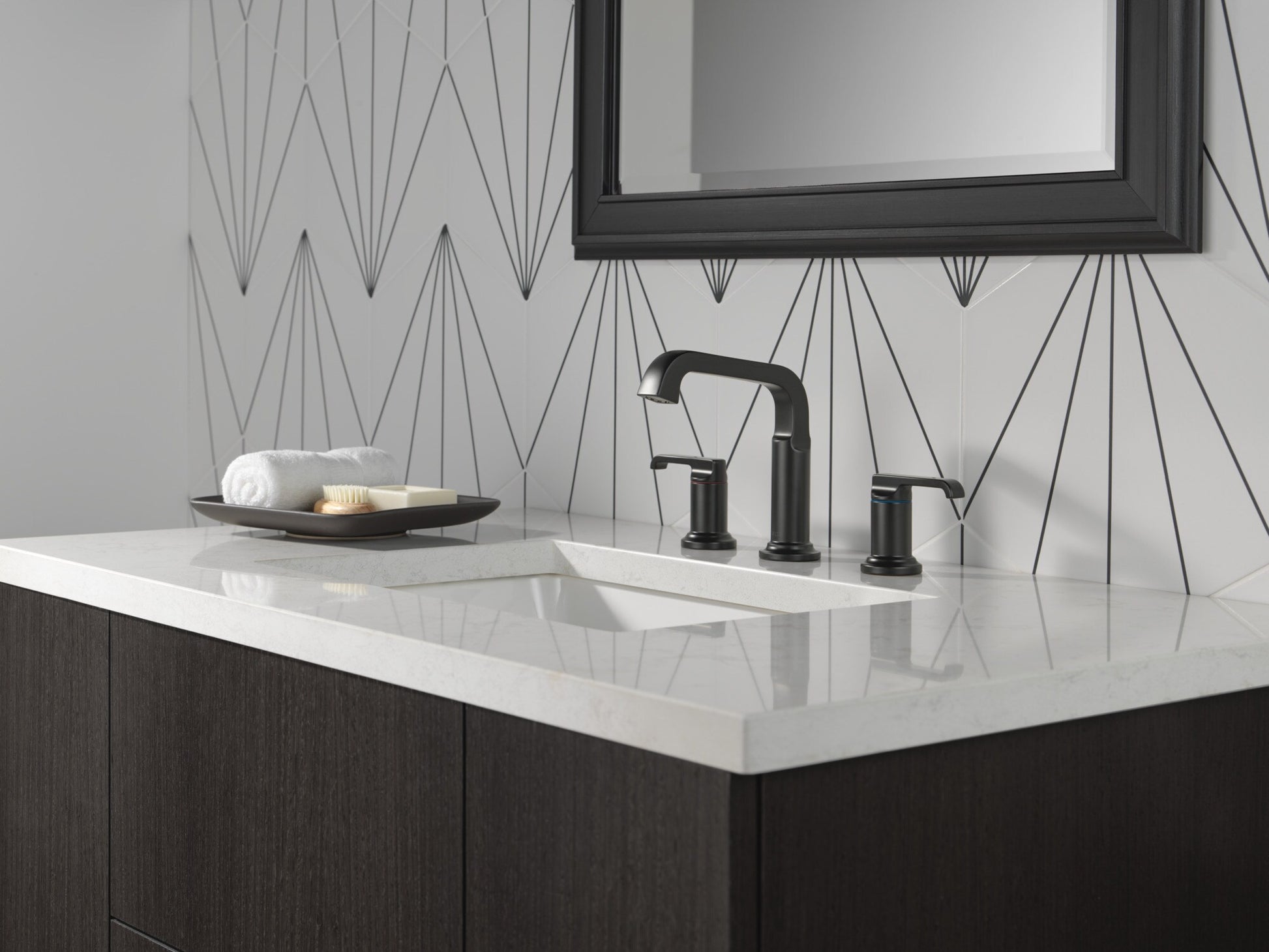 Delta Tetra Two Handle Widespread Bathroom Faucet in Matte Black, 35589-BL-DST, MRSP: $549, FINAL PRICE: $279.99 + TAX