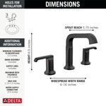 Delta Tetra Two Handle Widespread Bathroom Faucet in Matte Black, 35589-BL-DST, MRSP: $549, FINAL PRICE: $279.99 + TAX