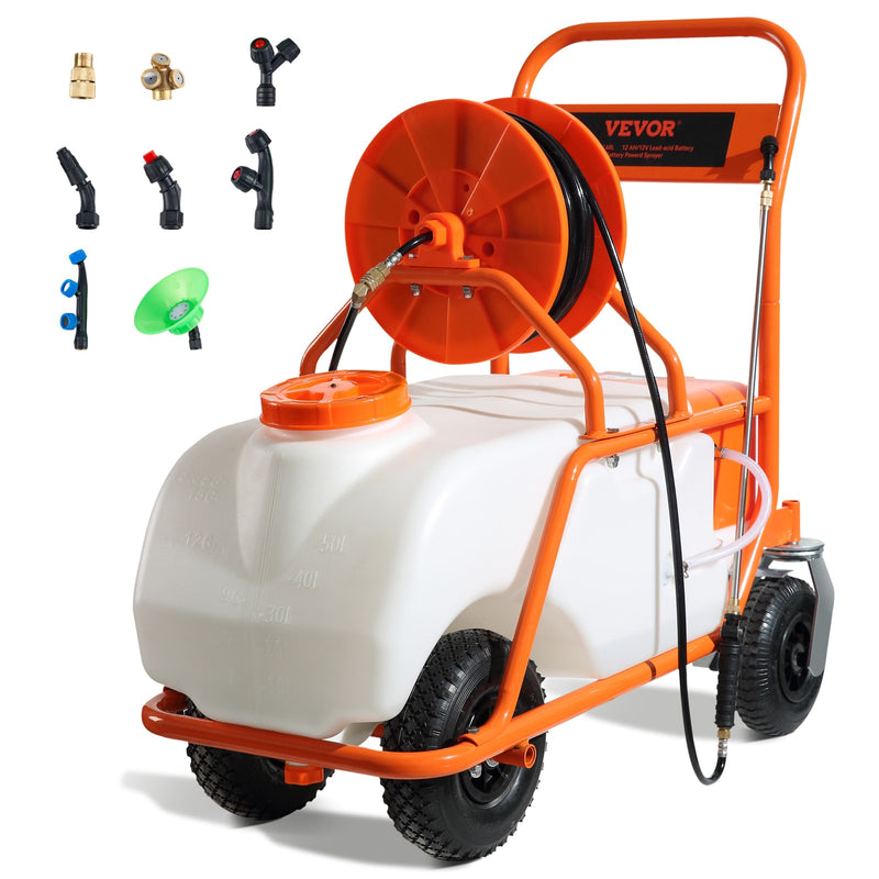 VEVOR 15-Gallon 12-volt Battery Operated Plastic Push Sprayer with Adjustable Spray Pattern