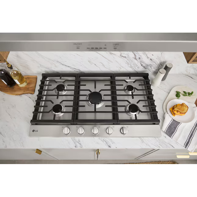 LG 36-in 5 burners Stainless Steel Gas Cooktop, CBGJ3623S *JR2510, Retail: $1,249.00, FINAL PRICE: $699.99 + TAX
