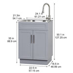Style Selections 21.4-in x 24.1-in 1 -Basin Light Gray Freestanding Utility tub with Cabinet with Drain with Faucet
