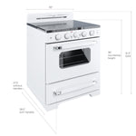 UNIQUE Classic Retro by Unique Classic Retro 30-in Glass Top 5 burners 3.9-cu ft Convection Oven Freestanding Electric Range with WipeClean Coating ( Marshmallow White )