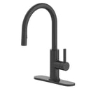 Alpine Reserve Harlow Simplefit Matte Black Single Handle Deck-mount Pull-down Kitchen Faucet with Sprayer (Includes Deck Plate) (Includes Soap Dispenser)