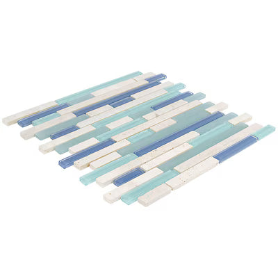 **PER PC** Water Springs Brick 12x12 Linear Glossy Mosaic, SF170009, 9sf, 9 pcs, 32 lbs, FINAL PRICE: $3.99/sf, $35.91/bx + Tax