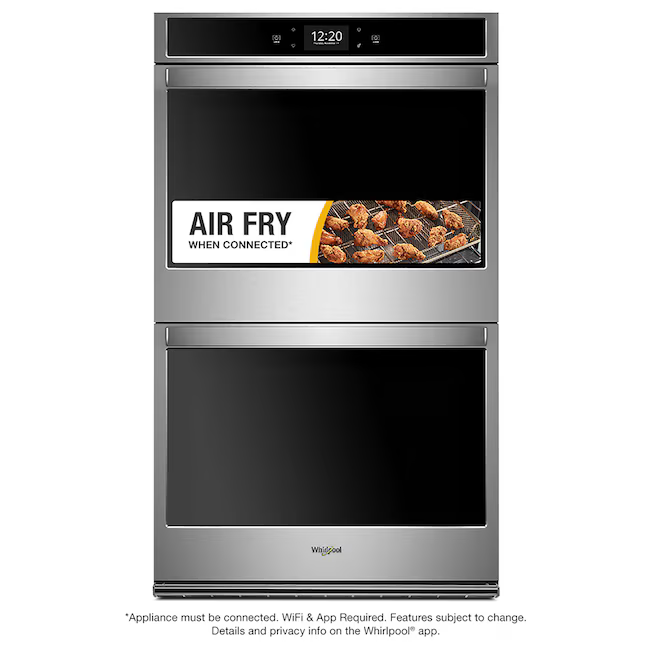 Whirlpool Smart 30-in Smart Double Electric Wall Oven with Air Fry Single-fan and Self-cleaning (Stainless Steel), WOD77ECH0HS *JR01/23 SN:..5893, MSRP: $3,599.00, - FINAL: