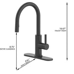 Alpine Reserve Harlow Simplefit Matte Black Single Handle Deck-mount Pull-down Kitchen Faucet with Sprayer (Includes Deck Plate) (Includes Soap Dispenser)