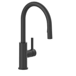 Alpine Reserve Harlow Simplefit Matte Black Single Handle Deck-mount Pull-down Kitchen Faucet with Sprayer (Includes Deck Plate) (Includes Soap Dispenser)