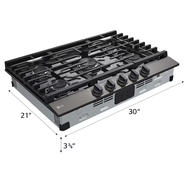 LG 30-in 5 burners Black Stainless Steel Gas Cooktop, CBGJ3023D *HD2507, Retail: $1,249.00, FINAL PRICE: $649.99 + TAX
