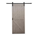 TRUporte K Design 36x84 Ashen Grey Finished MDF Sliding Barn Door with Bent Strap Hardware Kit, [FB296]