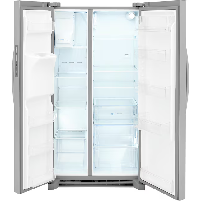 Frigidaire 22.3-cu ft Counter-Depth 36-in Side-by-Side Refrigerator with Ice Maker + Water and Ice Dispenser (Stainless Steel), FRSC2333AS/A *JR2511, Retail: $1,599.00, FINAL PRICE: $949.99 + TAX