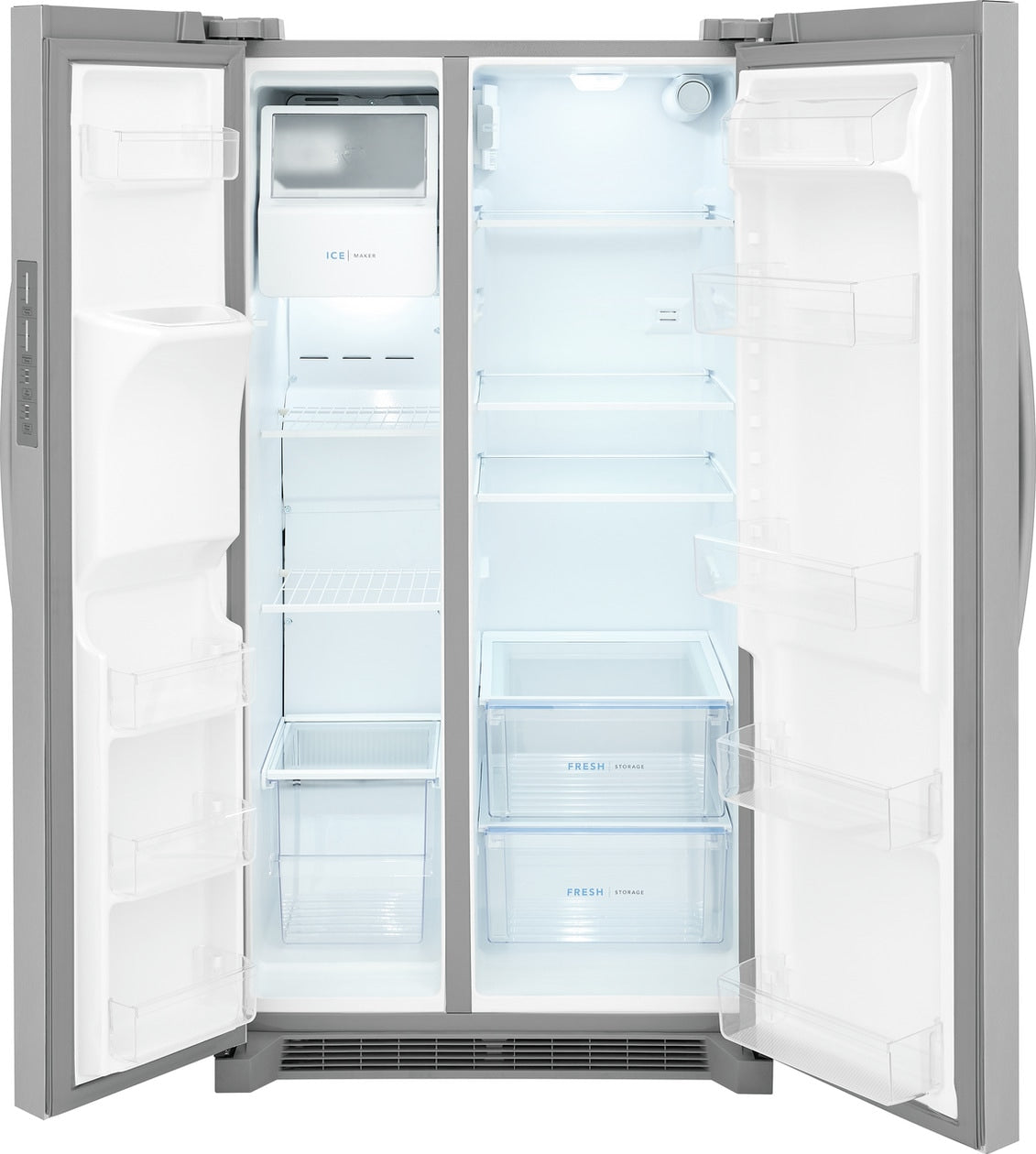 Frigidaire 25.6-cu ft Standard-Depth 36-in Wide Side-by-Side Refrigerator with Ice Maker ,Water and Ice Dispenser ( Fingerprint Resistant Stainless Steel ) ENERGY STAR Certified