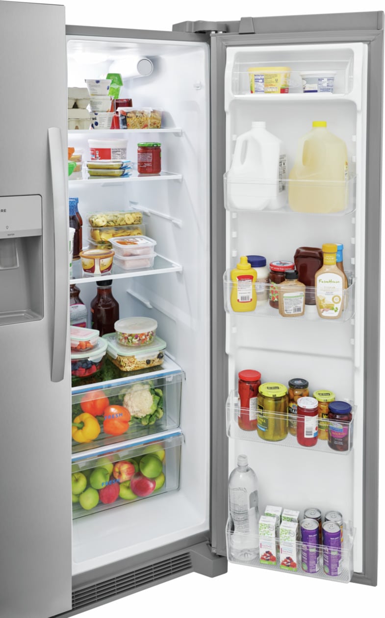 Frigidaire 25.6-cu ft Standard-Depth 36-in Wide Side-by-Side Refrigerator with Ice Maker ,Water and Ice Dispenser ( Fingerprint Resistant Stainless Steel ) ENERGY STAR Certified