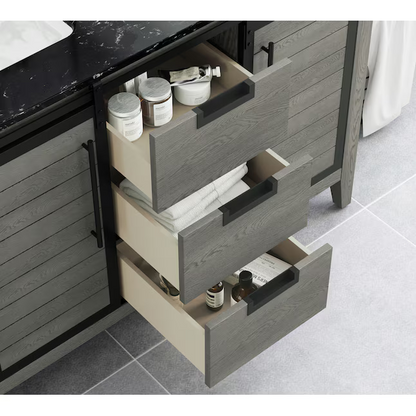 Alpine Reserve Haverhill 48-in Weathered Oak Undermount Double Sink Bathroom Vanity with Black Engineered Marble Top, TJ-0113V4822GR   5288051, Retail: $1,199.00, FINAL PRICE: $569.99 + TAX