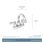 Moen Caldwell Chrome 4-in centerset 2-handle WaterSense High-arc Commercial/Residential Handle Bathroom Sink Faucet with Drain