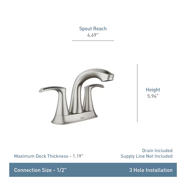 Moen Graeden Matte Black 4-in centerset 2-handle WaterSense High-arc Commercial/Residential