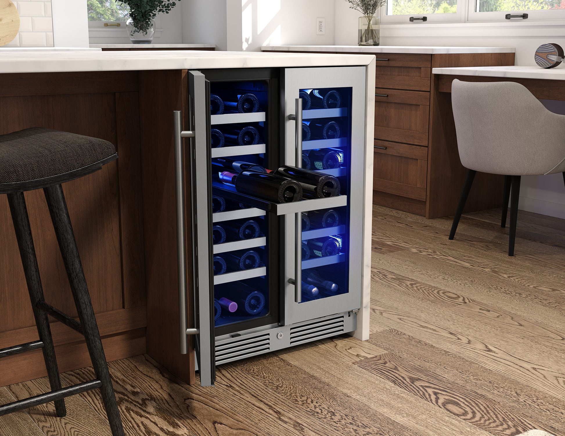Zephyr Presrv 24-in W 42 -Bottles Stainless Steel Dual Zone Cooling Built-in/Freestanding Indoor Wine Cooler