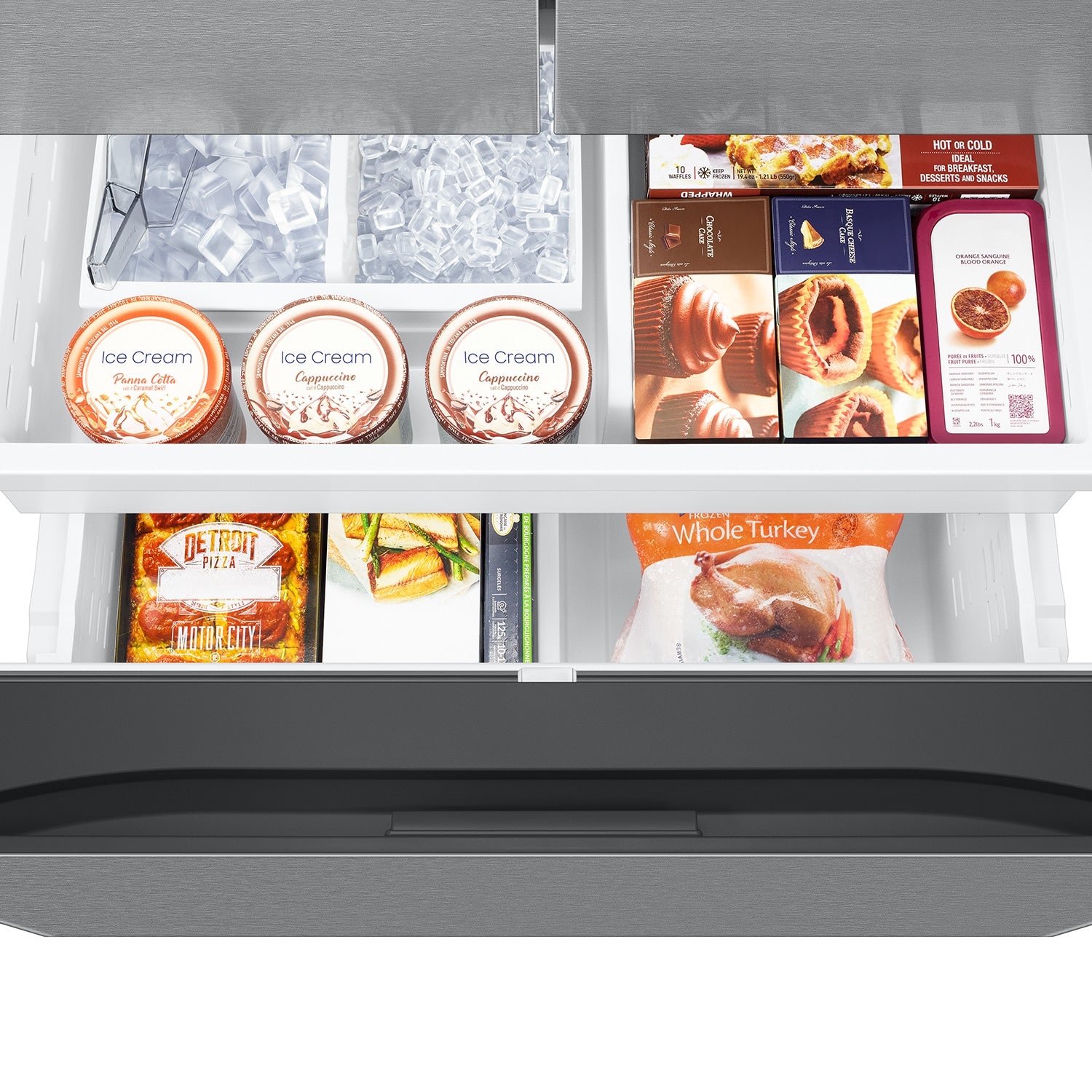 Samsung Standard-Depth Mega Capacity Family Hub 30-cu ft, 36-in Wide Smart Compatible French Door Refrigerator with Triple Ice Maker (Water & Ice Dispenser Included)