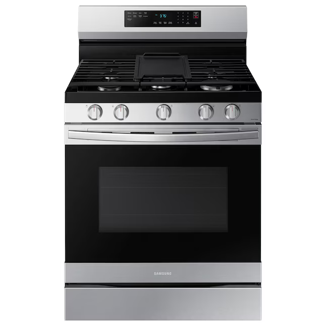 Samsung 30-in 5 Burners 6-cu ft Self-cleaning Air Fry Convection Oven Freestanding Smart Natural Gas Range (Fingerprint Resistant Stainless Steel), NX60A6511SS/AA *BD