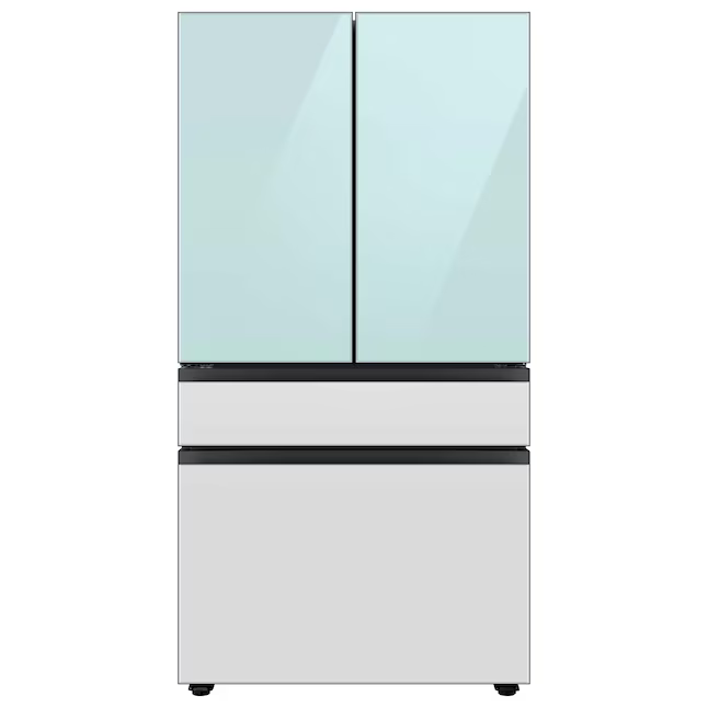 Samsung Bespoke Standard-Depth Beverage Center 28.8-cu ft 4-Door French Door Refrigerator with Dual Ice Maker with Water Dispenser (Morning Blue with White Glass Panels), RF29BB86004M *BG, MSRP: $3,399.00, FINAL PRICE: $1,499.99 + TAX