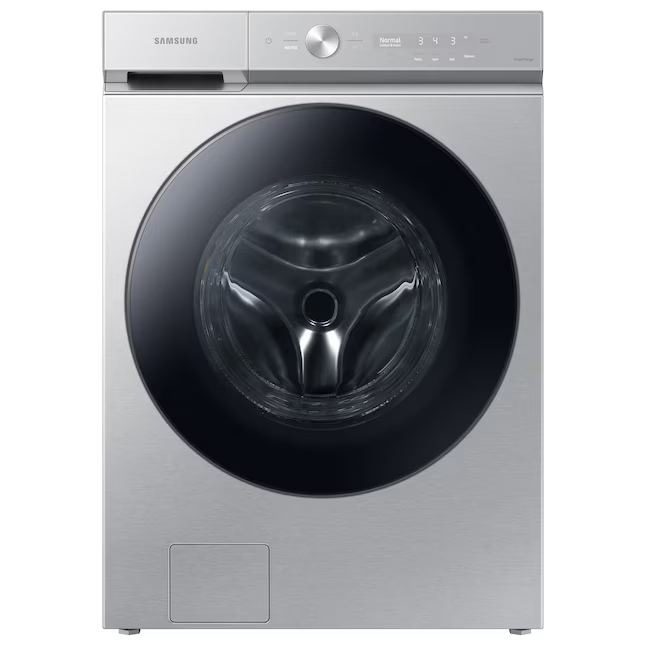 Samsung - Bespoke 5.3 cu. ft. Ultra Capacity Front Load Washer with Super Speed Wash and AI Smart Dial - Silver Steel