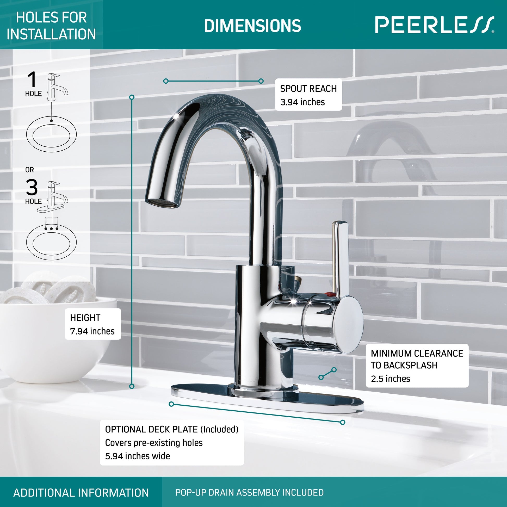 Precept Single Handle Centerset Bathroom Faucet in Chrome, P191102LF