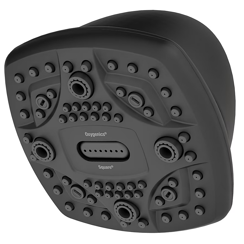 Oxygenics 6.0 -Spray Matte Black 4.5-in Square High Pressure Shower Head 1.8 GPM
