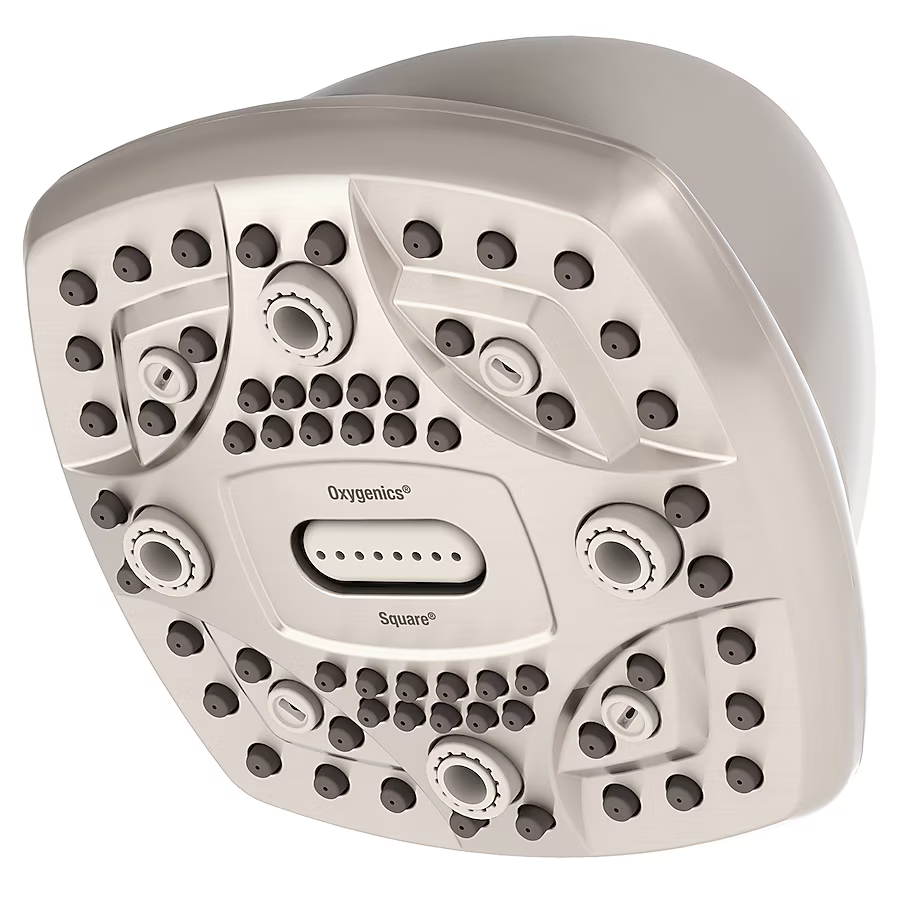 Oxygenics 6.0-Spray Brushed Nickel 4.5-in Square High Pressure Shower Head 1.8 GPM, 35588 #5283494 , Retail: $44.98, FINAL PRICE: $24.99 + TAX