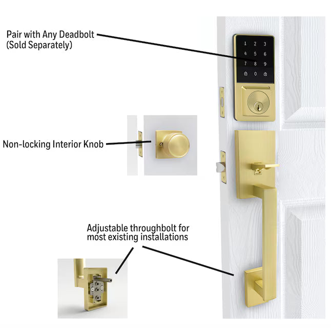 Honeywell satin gold Interior or Exterior Keyed Entry Door Handle, 8120007, RETAIL: $69.98, FINAL PRICE: $47.99 + tax