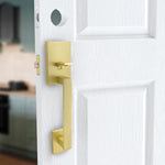Honeywell satin gold Interior or Exterior Keyed Entry Door Handle, 8120007, RETAIL: $69.98, FINAL PRICE: $47.99 + tax