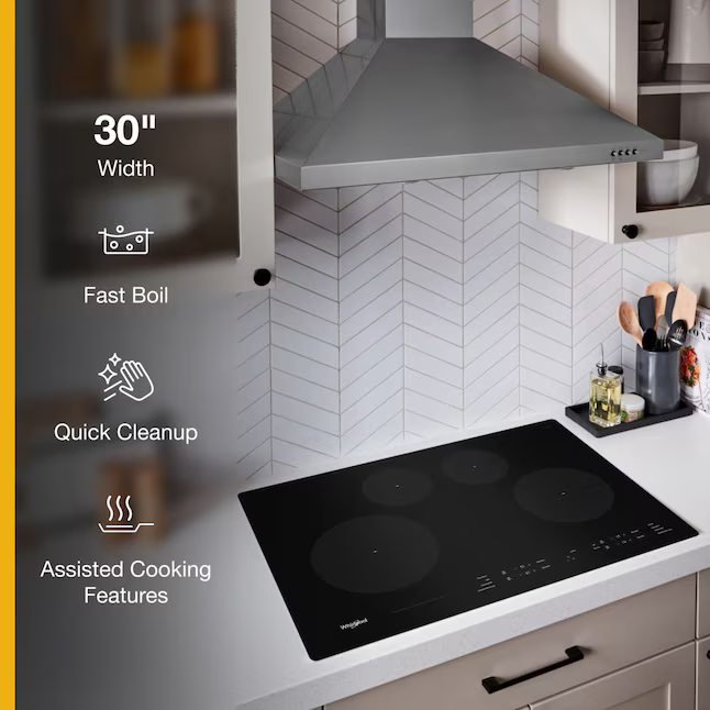 Whirlpool 30-in 4 Burners Black Induction Cooktop, WCi55US0JB/02 *JR2510, Retail: $1,859.00, FINAL PRICE: $599.99 + TAX