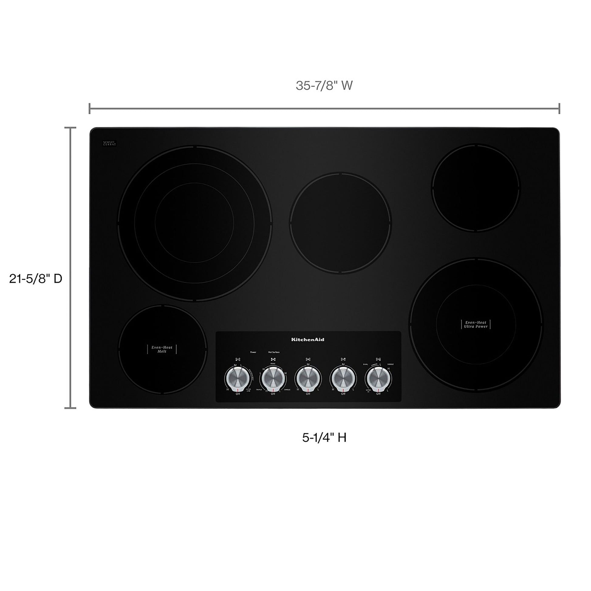 KitchenAid 36-in 5 burners Smooth surface Stainless steel Electric Cooktop, KCES556HSS, FINAL PRICE: $859.99 + TAX