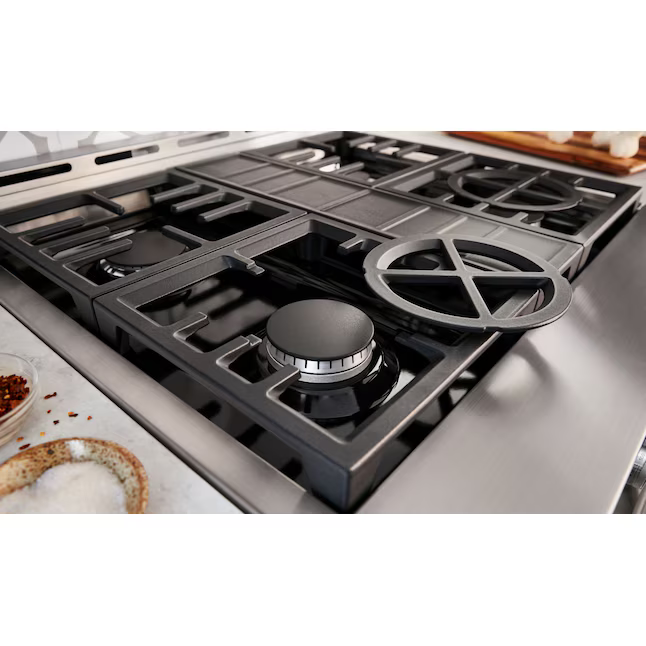 KitchenAid 30-in 4 burners 4.1-cu ft Convection Oven Freestanding Natural Gas Range (Stainless Steel), KFGC500JSS, Retail: $4,849.00, FINAL PRICE: $2,999.99 + TAX