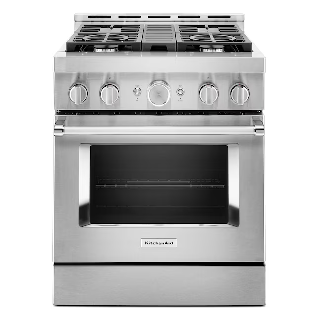 KitchenAid 30-in 4 burners 4.1-cu ft Convection Oven Freestanding Natural Gas Range (Stainless Steel), KFGC500JSS, Retail: $4,849.00, FINAL PRICE: $2,999.99 + TAX